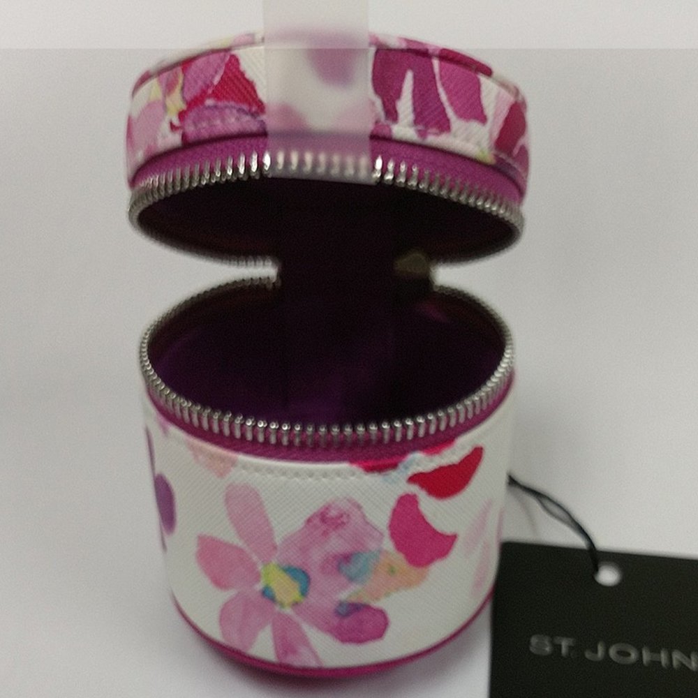St John Floral Pink White Travel Jewellery Case